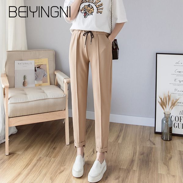 beiyingni spring summer women's pants high elastic waist drawstring pocket streetwear korean casual harem pants trousers female, Black;white
beiyingni spring summer women's pants high elastic waist drawstring pocket streetwear korean casual harem pants trousers female, Black;white