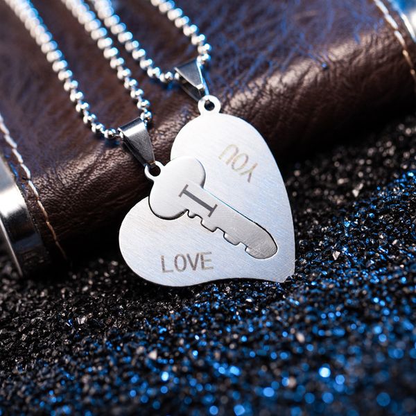 "i love you" key to heart couple necklace pendant lovers valentine gifts couple puzzles, Silver
"i love you" key to heart couple necklace pendant lovers valentine gifts couple puzzles, Silver