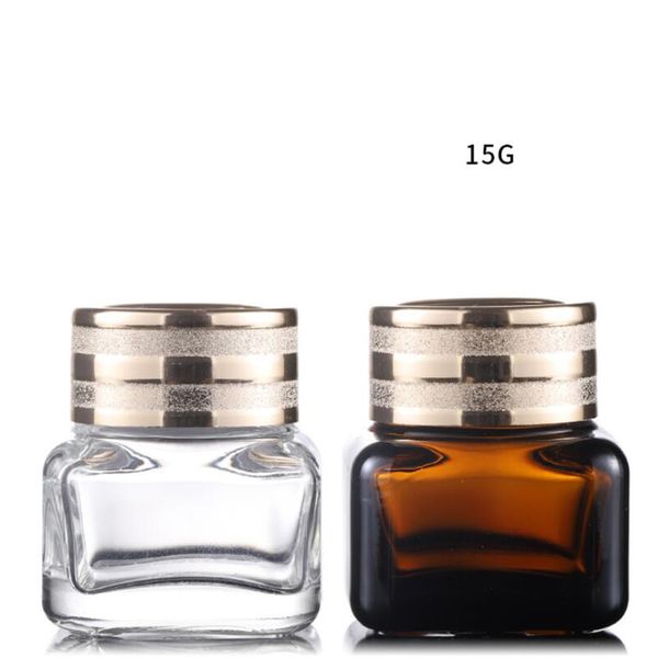 15g glass jar empty cosmetic container amber transparent cosmetic cream jar with golden lid for face cream eye shadow
15g glass jar empty cosmetic container amber transparent cosmetic cream jar with golden lid for face cream eye shadow