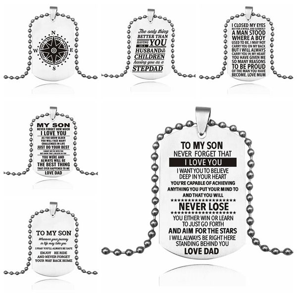 to my son daughter love dad necklaces for men women stainless steel dog tag pendant beads chains fashion family jewelry gift, Silver
to my son daughter love dad necklaces for men women stainless steel dog tag pendant beads chains fashion family jewelry gift, Silver