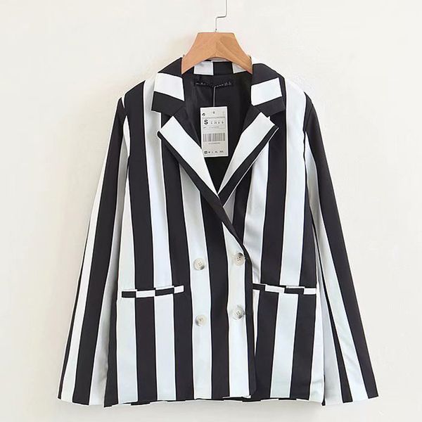 rr striped printed blazers women fashion pockets jackets women elegant long sleeve suits female ladies gad, White;black
rr striped printed blazers women fashion pockets jackets women elegant long sleeve suits female ladies gad, White;black