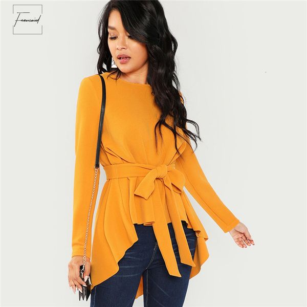 ginger blouse asymmetrical self belted hem casual long sleeve round neck blouses women autumn elegant office ladies, White
ginger blouse asymmetrical self belted hem casual long sleeve round neck blouses women autumn elegant office ladies, White