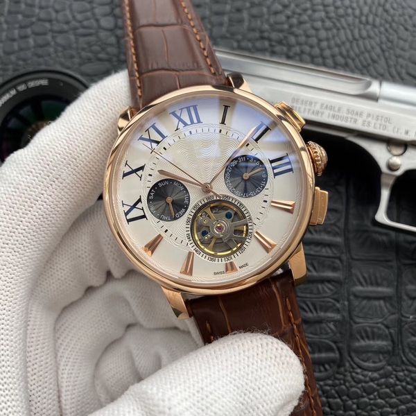 new style fashion mens watches 43mm dial leather strap 316 stainless steel bezel watch 5 needles flywheel automatic movement watche, Slivery;brown
new style fashion mens watches 43mm dial leather strap 316 stainless steel bezel watch 5 needles flywheel automatic movement watche, Slivery;brown
