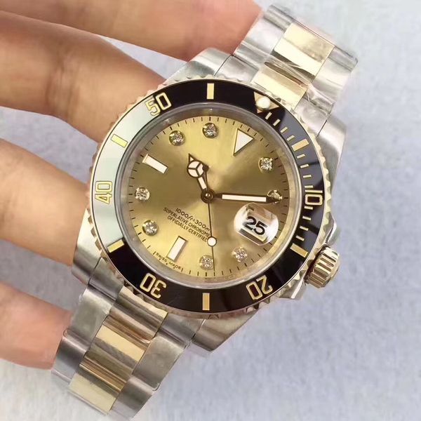 luminous automatic mens watches sapphire 40mm two tone watch diamond champagne dial auto date rotatable black ceramic bezel wristwatches, Slivery;brown
luminous automatic mens watches sapphire 40mm two tone watch diamond champagne dial auto date rotatable black ceramic bezel wristwatches, Slivery;brown
