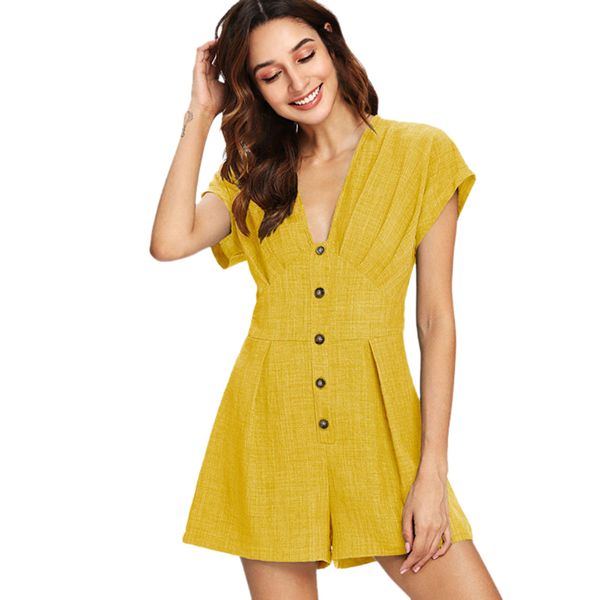 women's summer casual playsuits short sleeve deep v neck high waist jumpsuits with buttons pleated wide leg rompers combinaison, Black;white
women's summer casual playsuits short sleeve deep v neck high waist jumpsuits with buttons pleated wide leg rompers combinaison, Black;white