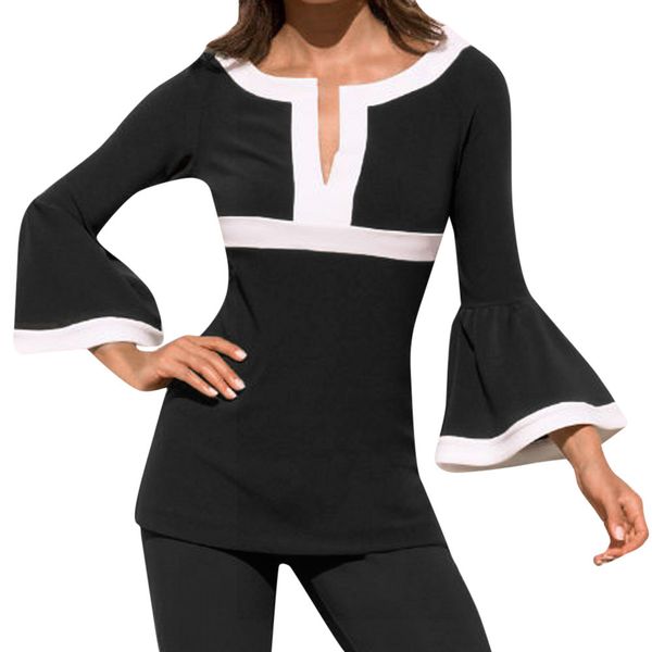 womens and blouses 2018 gothic color block long sleeve blouse falre sleeve woman clothes tunic ladies feminina, White
womens and blouses 2018 gothic color block long sleeve blouse falre sleeve woman clothes tunic ladies feminina, White