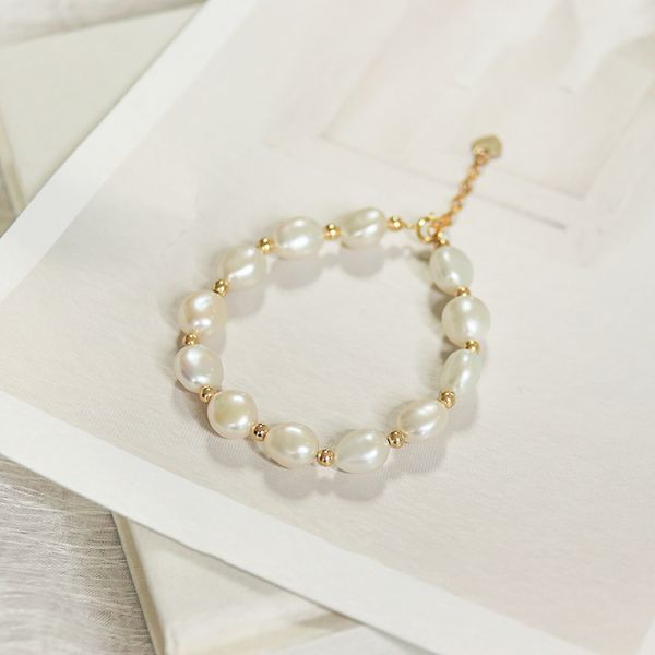 women trendy design simple pearl bracelet 925 sterling silver gold bracelet irregular natural freshwater pearls beaded bracelets, Black
women trendy design simple pearl bracelet 925 sterling silver gold bracelet irregular natural freshwater pearls beaded bracelets, Black