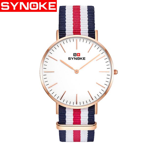 synoke waterproof relogio montre homme simple fashion sport watch men ultra-thin quartz-watch classic nylon strap watches p94, Slivery;brown
synoke waterproof relogio montre homme simple fashion sport watch men ultra-thin quartz-watch classic nylon strap watches p94, Slivery;brown