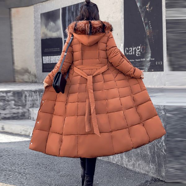 jacket women winter cotton padded clothes plus size korean elegant down cotton long coat female big hair collar parka b489, Black
jacket women winter cotton padded clothes plus size korean elegant down cotton long coat female big hair collar parka b489, Black