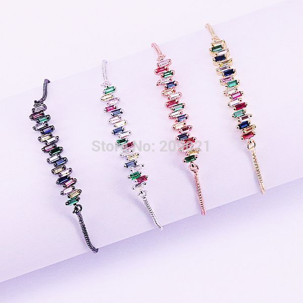 10pcs new simple micro pave cz crystal connector charm adjustable chain macrame women's bracelet for gifts c19021501, Black 
10pcs new simple micro pave cz crystal connector charm adjustable chain macrame women's bracelet for gifts c19021501, Black