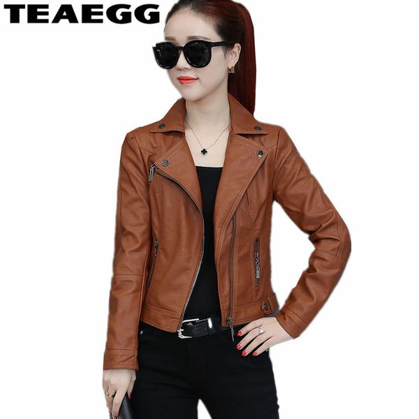 teaegg 2020 brown pu leather jacket for women coat jaqueta feminina de couro short faux women leather jackets outwear al754, Black
teaegg 2020 brown pu leather jacket for women coat jaqueta feminina de couro short faux women leather jackets outwear al754, Black