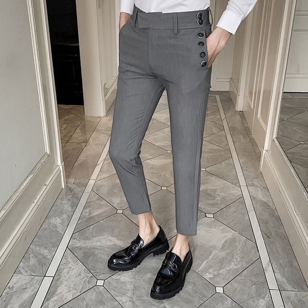 korean spring dress pants men slim fit formal pants for men streetwear ankle length office trousers black/gray 34-28, White;black
korean spring dress pants men slim fit formal pants for men streetwear ankle length office trousers black/gray 34-28, White;black