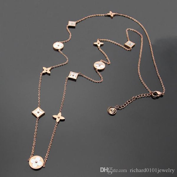 titanium steel rose gold long necklace for women length 97cm europe and america white shell four leaf flower sweater chain pendant necklace, Silver
titanium steel rose gold long necklace for women length 97cm europe and america white shell four leaf flower sweater chain pendant necklace, Silver