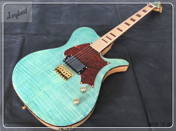 electric guitar see thru thin blue body and back with flame grain maple neck and fingerboard red tortoise binding
electric guitar see thru thin blue body and back with flame grain maple neck and fingerboard red tortoise binding