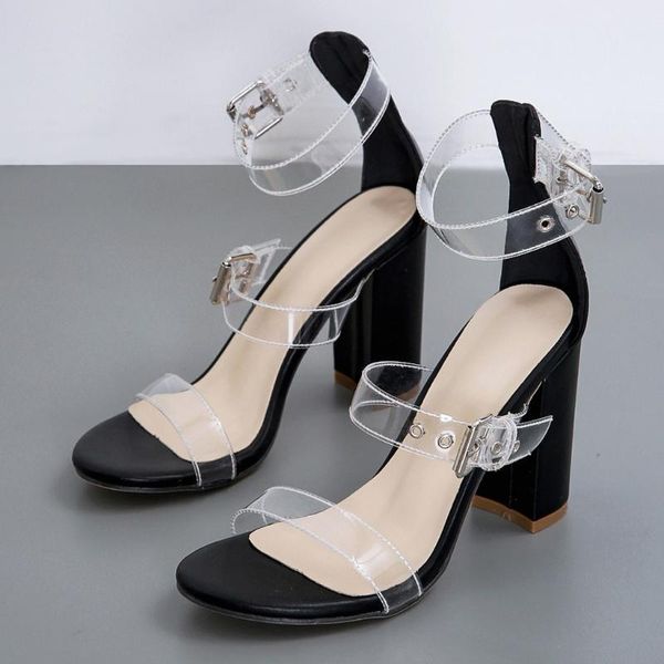 women's ankle strap transparent high heels open toe plus size shoes woman ladies straps sandals high stiletto heel sandals, Black 
women's ankle strap transparent high heels open toe plus size shoes woman ladies straps sandals high stiletto heel sandals, Black
