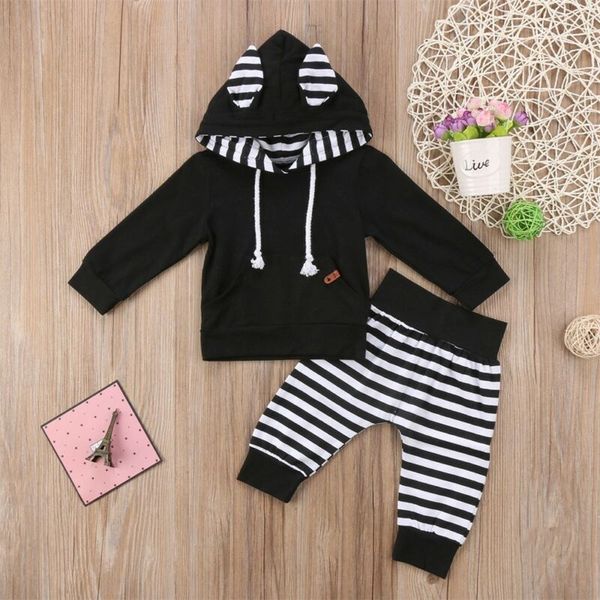 2pcs newborn baby clothes long sleeve pocket hooded black+striped harem pant trouser outfit kid boy girl clothing set 0-24m, White
2pcs newborn baby clothes long sleeve pocket hooded black+striped harem pant trouser outfit kid boy girl clothing set 0-24m, White