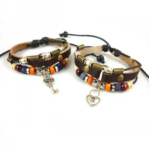 celebrity style retro hand jewelry students key lock set couple bracelet a pair of leather bracelet wholesale, Black
celebrity style retro hand jewelry students key lock set couple bracelet a pair of leather bracelet wholesale, Black