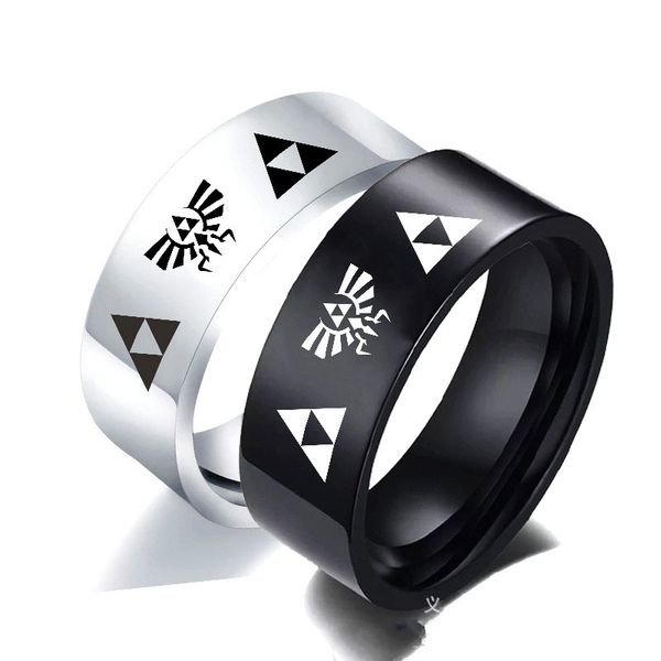8mm wide trendy sliver black anime jewelry legend of zelda ring for men women stainless steel party ring, Golden;silver
8mm wide trendy sliver black anime jewelry legend of zelda ring for men women stainless steel party ring, Golden;silver