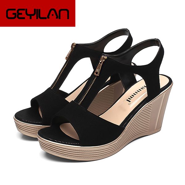 platform sandals fashion women sandals summer wedge new open toe woman shoes zip cow leather ladies plus size 43, Black
platform sandals fashion women sandals summer wedge new open toe woman shoes zip cow leather ladies plus size 43, Black