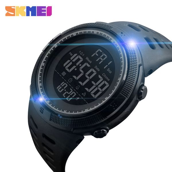 

skmei fashion outdoor sport watches men multifunction 5bar waterproof digital watch alarm clock chrono reloj hombre 1251, Slivery;brown