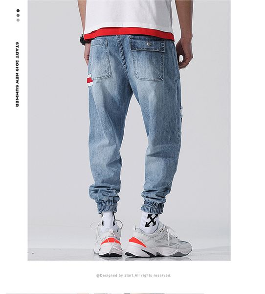 mens jeans ankle banded spring time harem pants leisure pencil pants ancients loose japaness fashionable tide overalls, Blue
mens jeans ankle banded spring time harem pants leisure pencil pants ancients loose japaness fashionable tide overalls, Blue