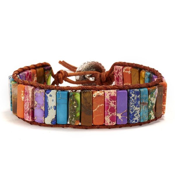 chakra bracelet boho jewelry handmade multi color natural stone tube beads leather wrap bracelet couples bangle creative gifts, Black
chakra bracelet boho jewelry handmade multi color natural stone tube beads leather wrap bracelet couples bangle creative gifts, Black