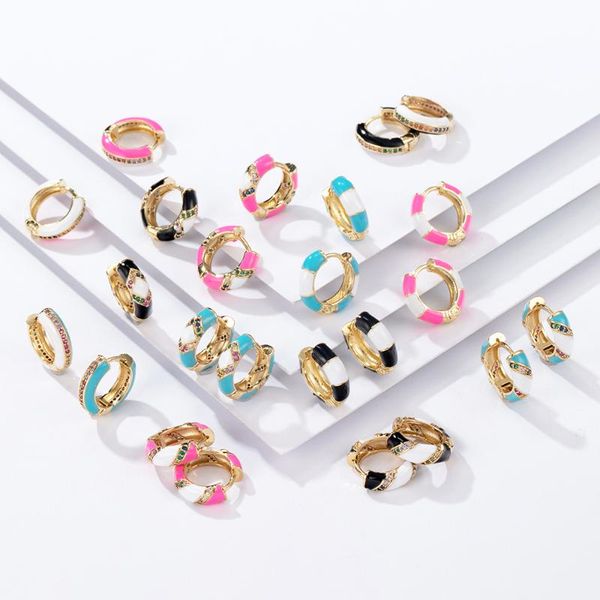new design multicolor enamel small huggie hoop earrings trendy rainbow cz circle earrings for women zircon jewerly gifts, Golden;silver
new design multicolor enamel small huggie hoop earrings trendy rainbow cz circle earrings for women zircon jewerly gifts, Golden;silver