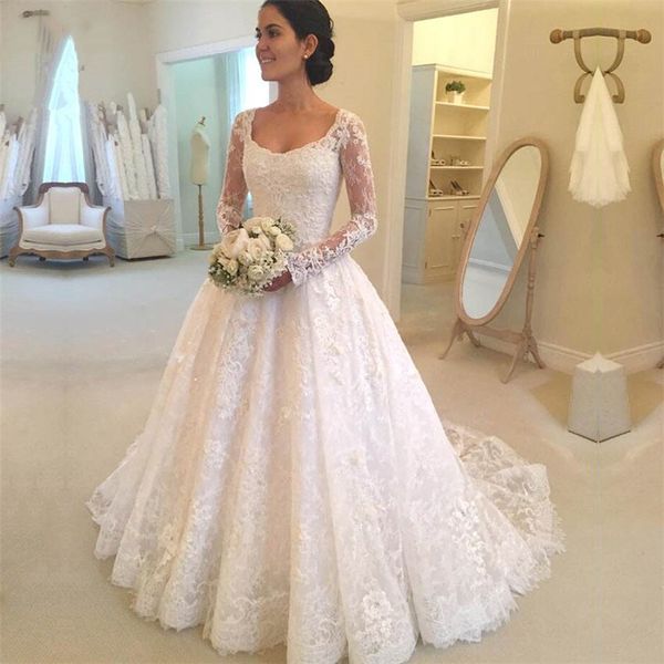 lace appliques a line wedding dresses with long sleeves 2020 ivory white sweep train bridal gowns robe de mariee
lace appliques a line wedding dresses with long sleeves 2020 ivory white sweep train bridal gowns robe de mariee