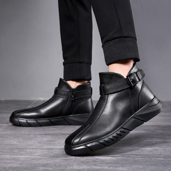 men's large size casual short boot plus velvet warm winter male low leather shoes retro england tooling boots sapato masculino, Black
men's large size casual short boot plus velvet warm winter male low leather shoes retro england tooling boots sapato masculino, Black