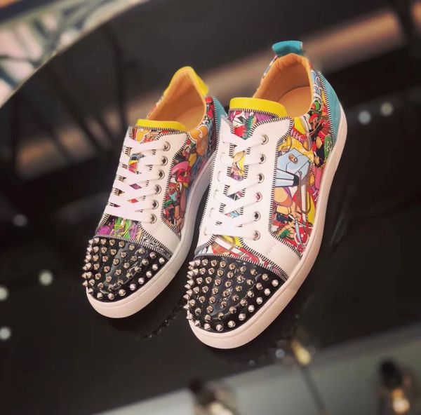 elegant spikes graffiti patent leather low spikes casual shoes men junior rivets red bottom sneakers brand-new outdoor trainers wa, Black
elegant spikes graffiti patent leather low spikes casual shoes men junior rivets red bottom sneakers brand-new outdoor trainers wa, Black