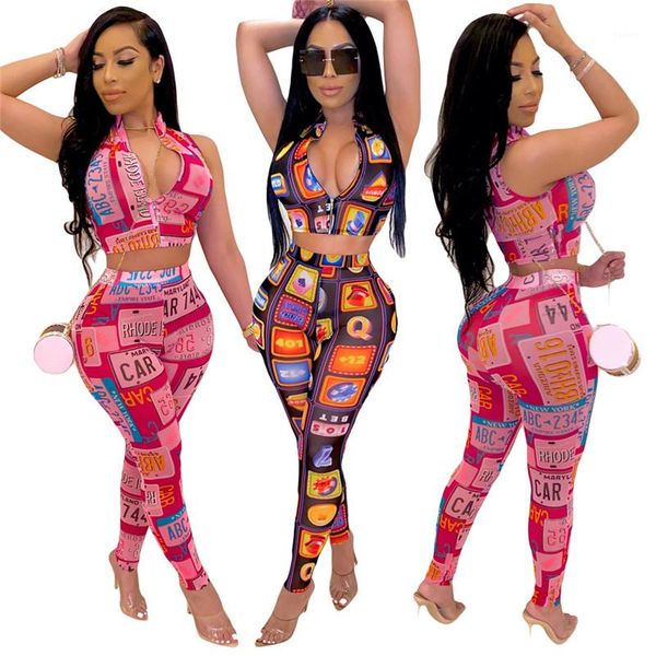 pants fashion stand collar zipper tank letter printed long pants woman designer luxury clothes womens two piece, White
pants fashion stand collar zipper tank letter printed long pants woman designer luxury clothes womens two piece, White