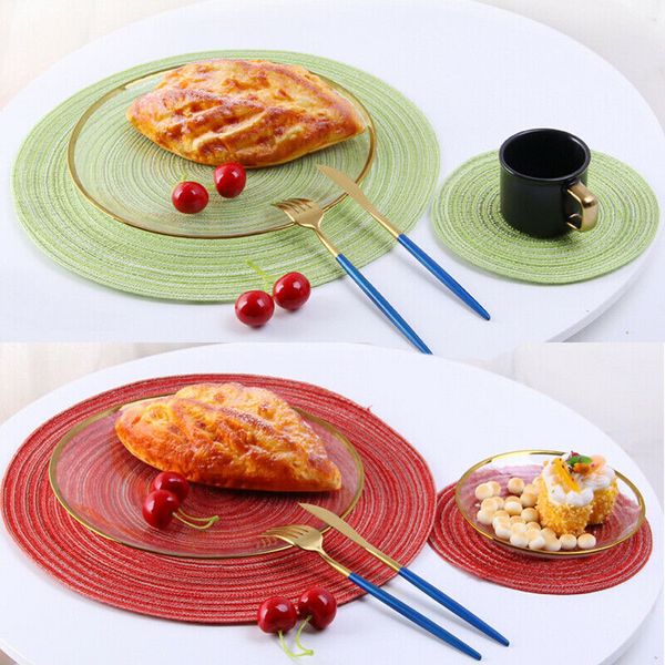 new arrival 18/36cm round black woven fabric placemats dining room table setting place mats round cotton yarn woven placemat
new arrival 18/36cm round black woven fabric placemats dining room table setting place mats round cotton yarn woven placemat