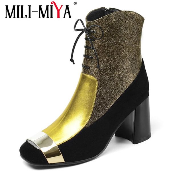 mili-miya new design women boots genuine leather square heels waterproof warm short plush zipper spring/autumn/winter shoes, Black
mili-miya new design women boots genuine leather square heels waterproof warm short plush zipper spring/autumn/winter shoes, Black
