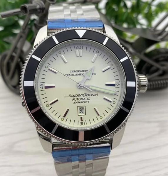 47mm fluted case super-ocean luminous white dial index mens watches automatic watch stainless steel bracelet notable wristwatches, Slivery;brown
47mm fluted case super-ocean luminous white dial index mens watches automatic watch stainless steel bracelet notable wristwatches, Slivery;brown