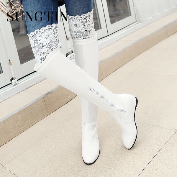 sungtin осень зима кожа pu женщин сексуальное кружево над коленом boots классический черный белый плюс размер плоский бедренной кости высоки, Black
sungtin осень зима кожа pu женщин сексуальное кружево над коленом boots классический черный белый плюс размер плоский бедренной кости высоки, Black