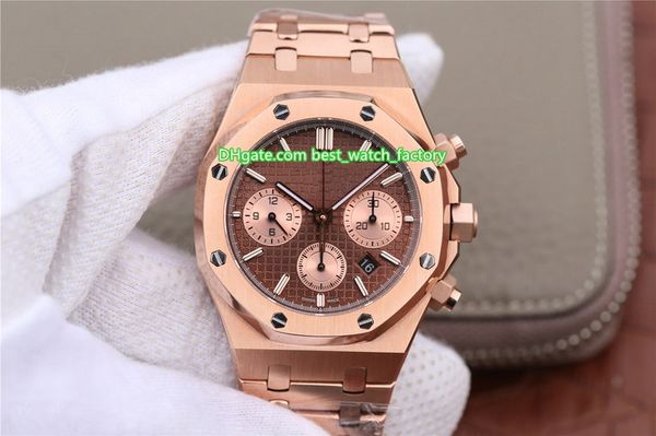 

4 color 41mm offshore 26331 grande tapisserie 18k rose gold chronograph swiss eta 7750 movement automatic mens watch watches, Slivery;brown