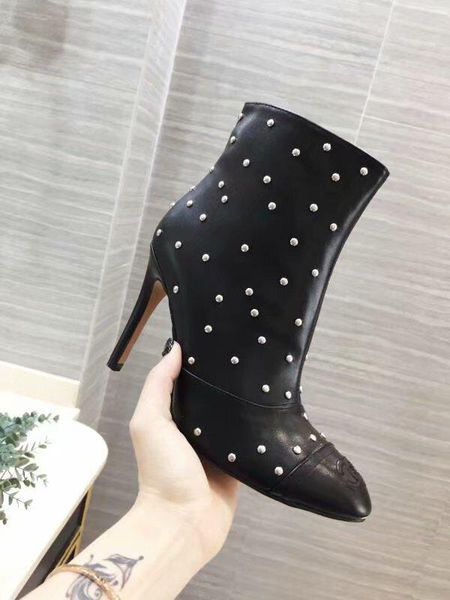pearls stiletto heel single boots t show fashion classic short cowhide boots, Black
pearls stiletto heel single boots t show fashion classic short cowhide boots, Black