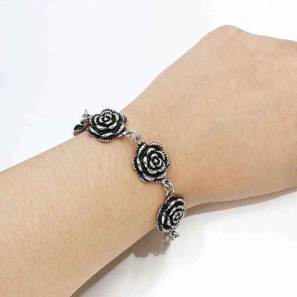european female jewelry personalized titanium steel black rose bracelet punk gothic flower women bracelet pulseira feminina, Golden;silver
european female jewelry personalized titanium steel black rose bracelet punk gothic flower women bracelet pulseira feminina, Golden;silver