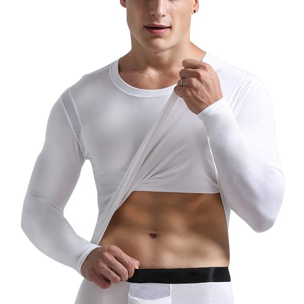 men t-shirt elastic slim breathable warm underwear mesh bottoming shirt undershirt ik88, White;black
men t-shirt elastic slim breathable warm underwear mesh bottoming shirt undershirt ik88, White;black
