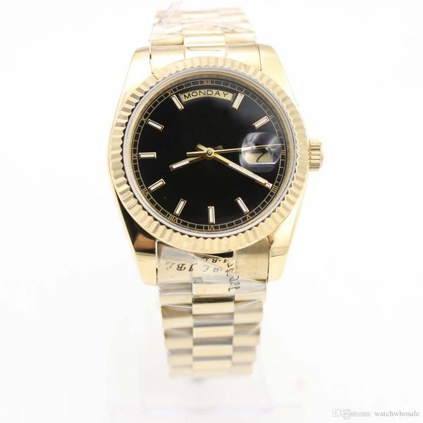 2019 men's high watch 36mm gold 18k texture dial dateday black dial sapphire mirror heads with folding buckle, Slivery;brown
2019 men's high watch 36mm gold 18k texture dial dateday black dial sapphire mirror heads with folding buckle, Slivery;brown