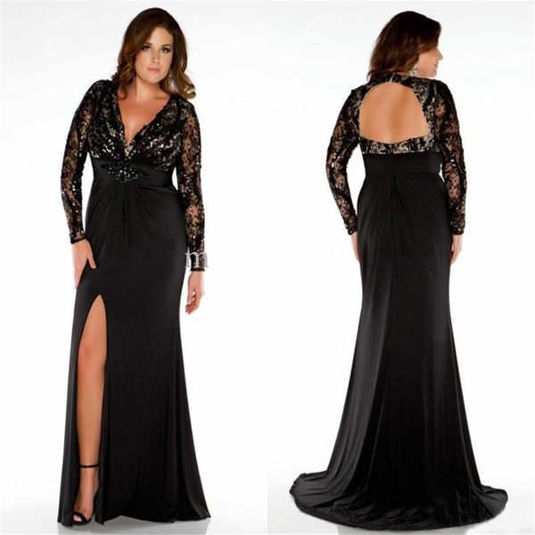 evening gown long sleeve black dress deep v neck open back lace formal wear floor length split dress women sd3361
evening gown long sleeve black dress deep v neck open back lace formal wear floor length split dress women sd3361