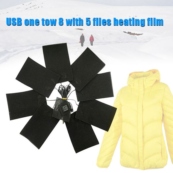 

8-in-1 usb heated pads vest warming down coat heating sheet clothing winter 5 modes tc21, Black;white