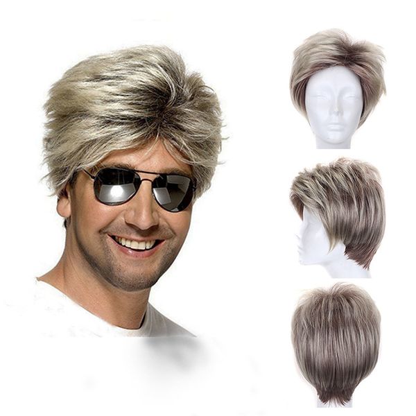 european and american men's wigs golden gradually fluffy short hair with breathable rose inner net 15 inches long, Black
european and american men's wigs golden gradually fluffy short hair with breathable rose inner net 15 inches long, Black