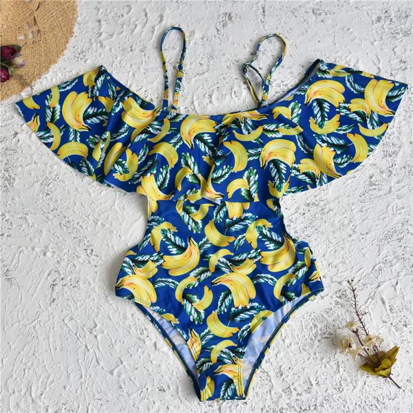 banana printed ruffled off shoulder trikini swim bathing suit cut out monokini swimwear women one piece swimsuit beachwear, White;black
banana printed ruffled off shoulder trikini swim bathing suit cut out monokini swimwear women one piece swimsuit beachwear, White;black