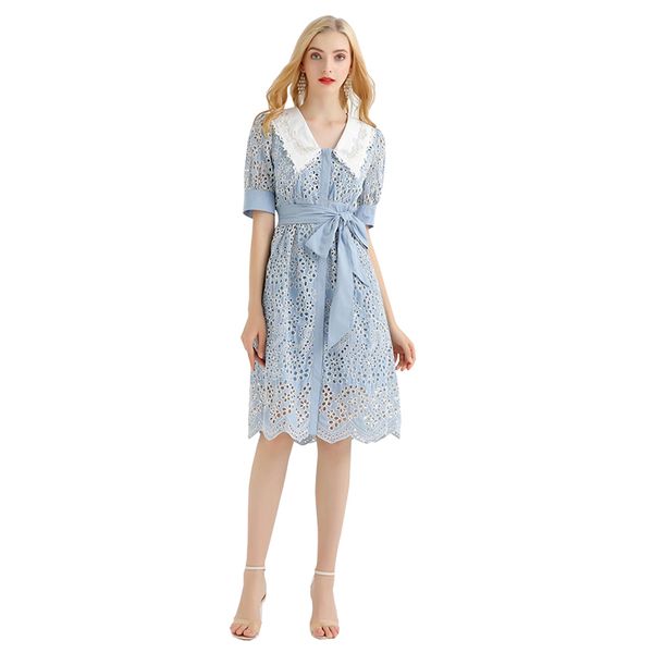 woman summer clothes 2020 blue / yellow hollow out embroidered cotton day dresses v neck short sleeves a line knee length dress, Black;gray
woman summer clothes 2020 blue / yellow hollow out embroidered cotton day dresses v neck short sleeves a line knee length dress, Black;gray