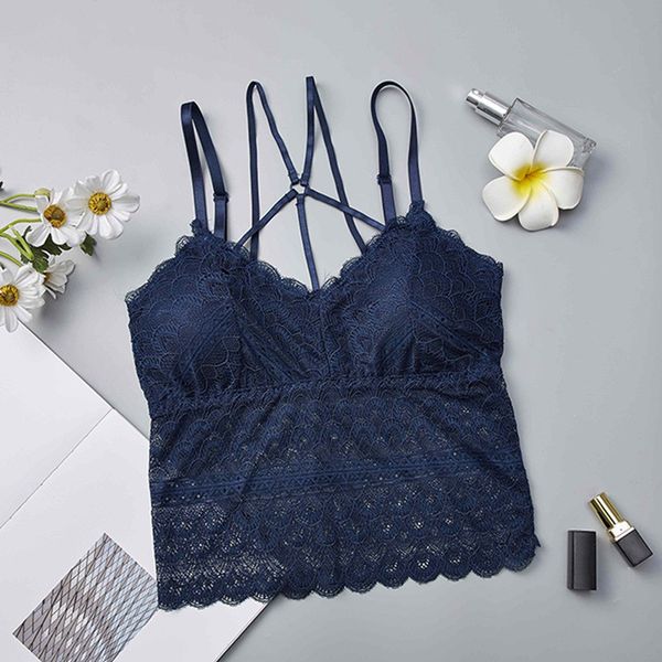 women vest chest padded tank ladies fitness underwear lace femme bralette crop camisoles y, Black;white
women vest chest padded tank ladies fitness underwear lace femme bralette crop camisoles y, Black;white