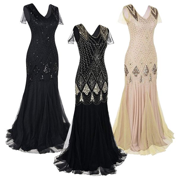 elegant mermaid long evening dresses for women crystals beaded 1920 great gatsby prom dresses cap sleeve bridal party dresses cheap, Black
elegant mermaid long evening dresses for women crystals beaded 1920 great gatsby prom dresses cap sleeve bridal party dresses cheap, Black