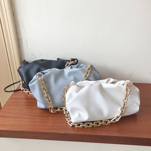 fashion crude chain women armpit bag 2020 new pleated for female shoulder bags pu leather women's clutches bolsa white
fashion crude chain women armpit bag 2020 new pleated for female shoulder bags pu leather women's clutches bolsa white