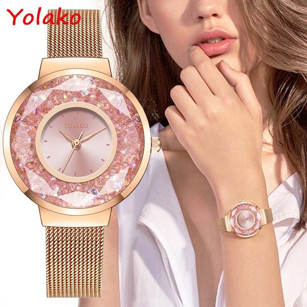 yolako women watches luxury quicksand rhinestone round metal dial mesh band analog quartz wrist watch ladies watch, Slivery;brown
yolako women watches luxury quicksand rhinestone round metal dial mesh band analog quartz wrist watch ladies watch, Slivery;brown