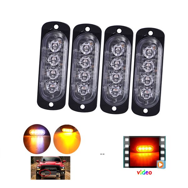 4pcs 4 led strobe warning light amber strobe emergency grille flashing lightbar truck car beacon slim bright car-styling
4pcs 4 led strobe warning light amber strobe emergency grille flashing lightbar truck car beacon slim bright car-styling